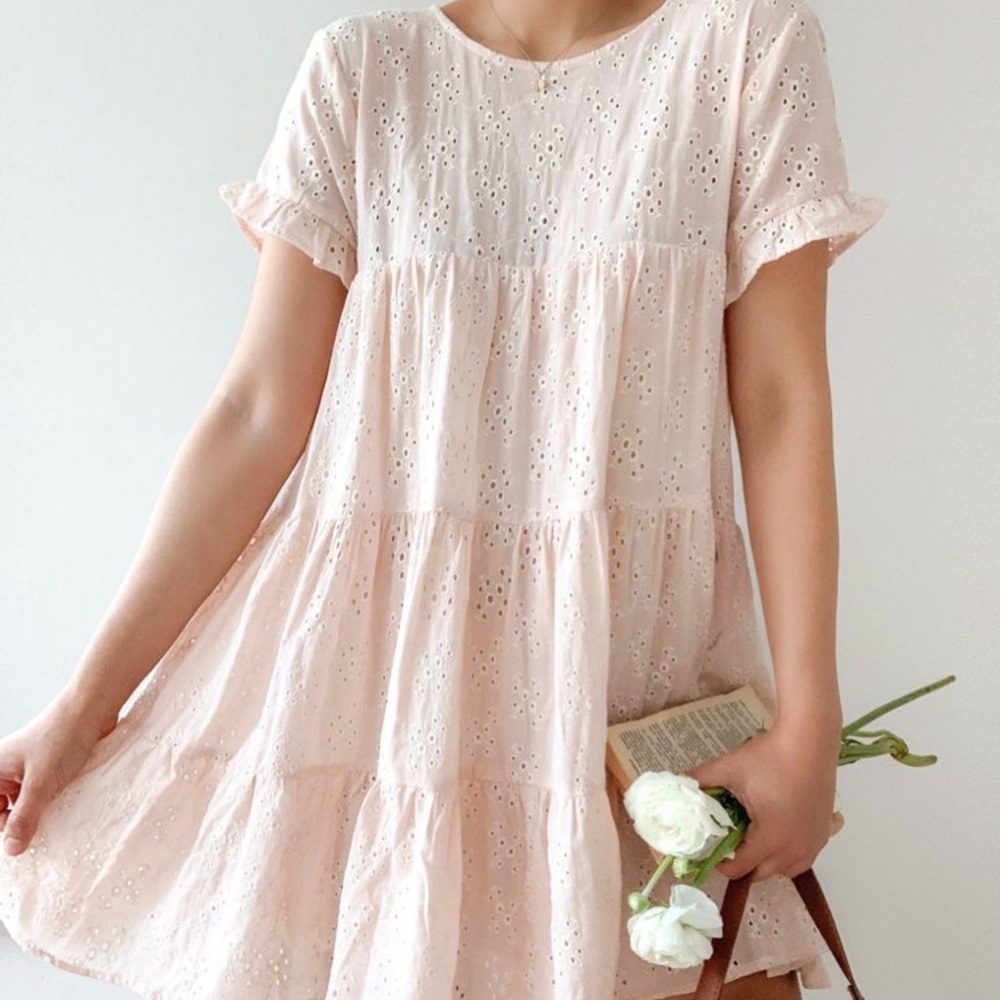 Pink Eyelet Babydoll Dress